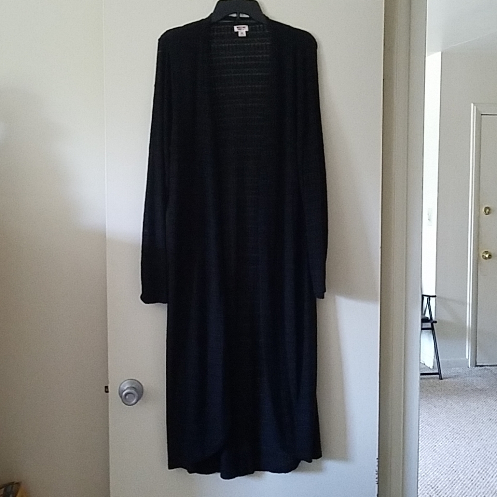 Long black duster cardigan